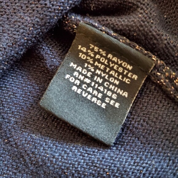 VERVE Ami Asymmetrical Hem Sheer Metallic Sweater Size M - Picture 7 of 8